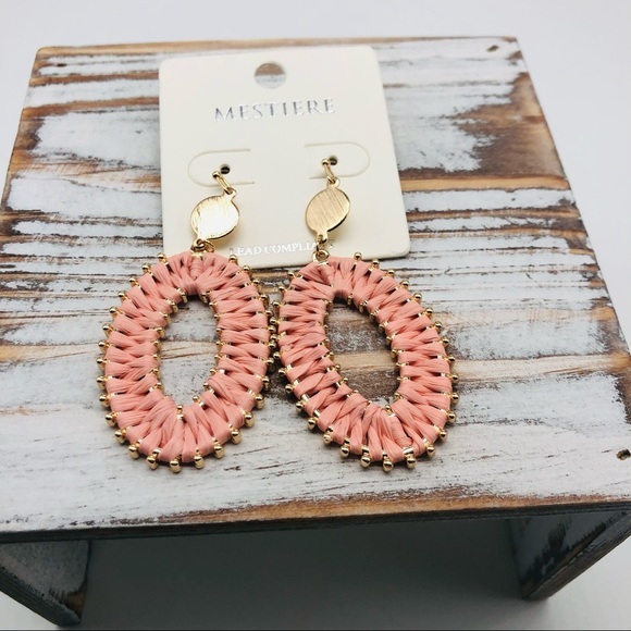 Pink and Gold Boho Statement Earrings - Picture 3 of 4